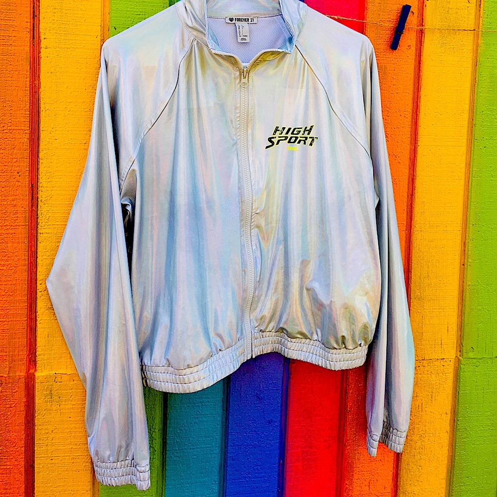 HOLOGRAPHIC FOREVER 21 SPORTS JACKET